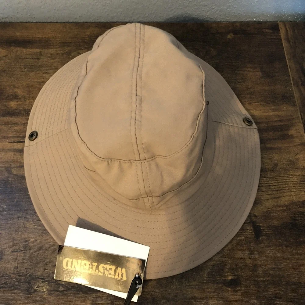 Westend Tan‎ Cotton Bucket Hat Adjustable Chin Strap Outdoor Gear Mens Size S/M